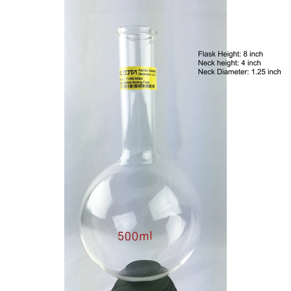 8 inch height Round Bottom Flask, 500ml with 4 inch height neck 