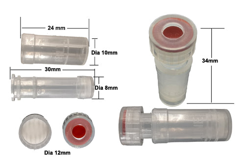 Filter Vial set, PTFE, Hydrophobic, 100/pk, (Caps Included)