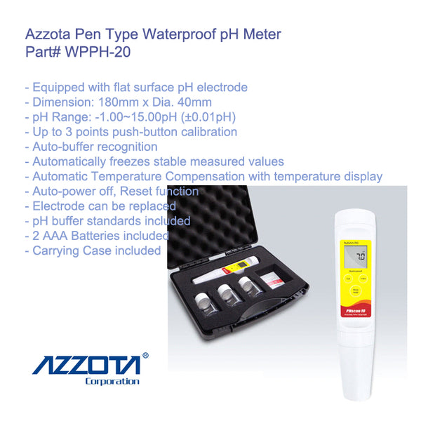 Azzta Pen Type Waterproof pH Meter with 180mm*Dia.40mm Dimension