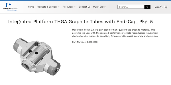 PerkinElmer B3000653 Integrated Platform THGA Graphite Tubes with End-Cap, Pkg. 5
