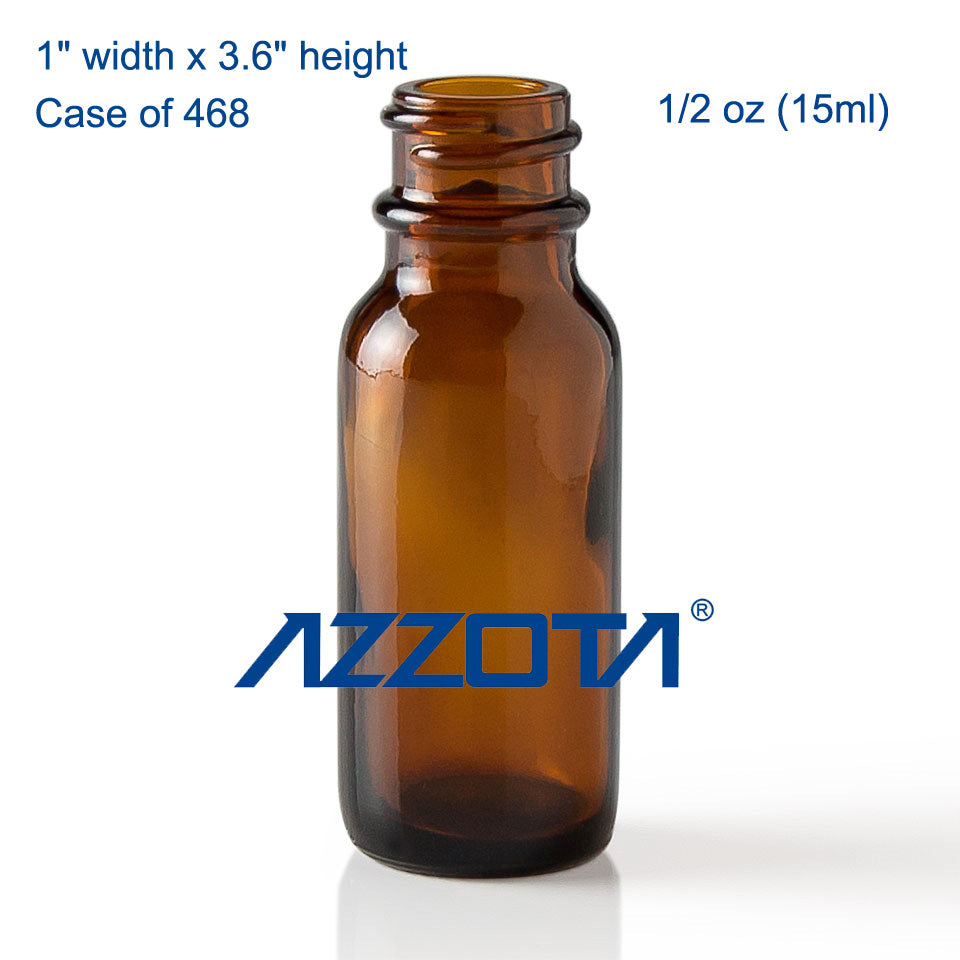 Azzota® Glass Vials, Amber, 15ml (1/2 oz), 468/pk