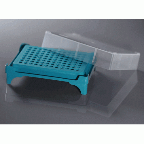 PCR Tube Rack, 96 well, 8x12, individual Flat cap, 1 Rack & 1 Lid