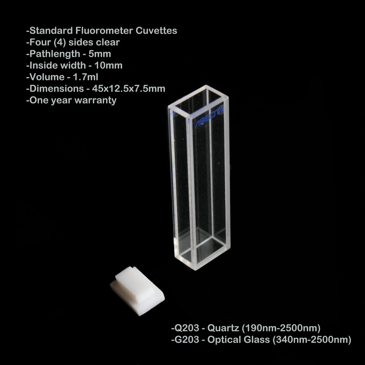 5mm Pathlength Standard Fluorometer Cuvette - 1.7ml