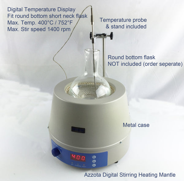 Azzota® Digital Stirring Heating Mantle, 250ml