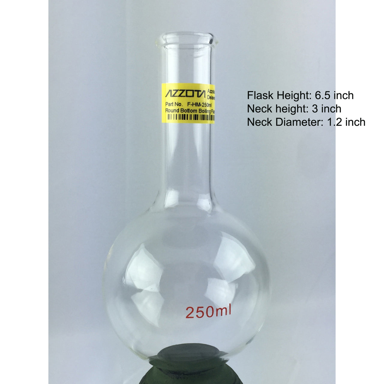 Round Bottom Flask, 250ml 6.5inch flask height