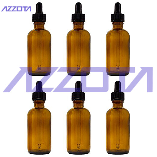 Azzota Amber Glass Bottles with Glass Eye Dropper, 50ml/2oz