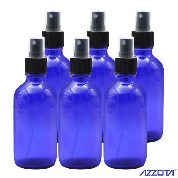 Blue Glass Bottles with Fine Mist Sprayers, 15ml / 1/2oz for essential oils, perfume oils, or other liquids requiring a dropper