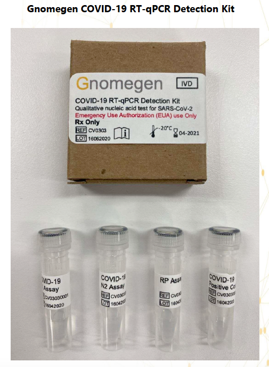 Gnomegen COVID-19-RT-qPCR Detection Kit, FDA, EUA CV0303. 500 reaction