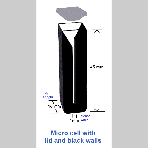 10mm Pathlength (1mm Inside Width) Micro Cuvette - 0.35ml
