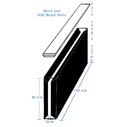 100mm Pathlength (3mm Inside Width) Micro Cuvette - 10.5ml