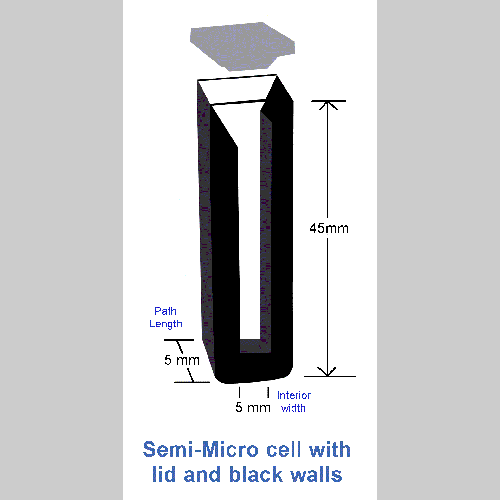 5mm Pathlength (5mm Inside Width) Semi-micro Cuvette - 0.85ml