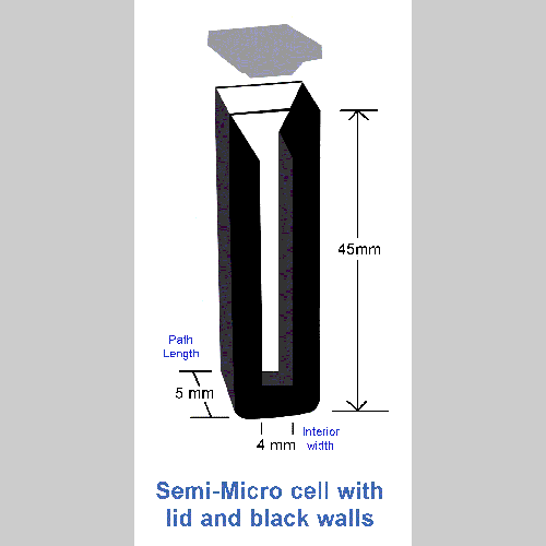 5mm Pathlength (4mm Inside Width) Semi-micro Cuvette - 0.7ml