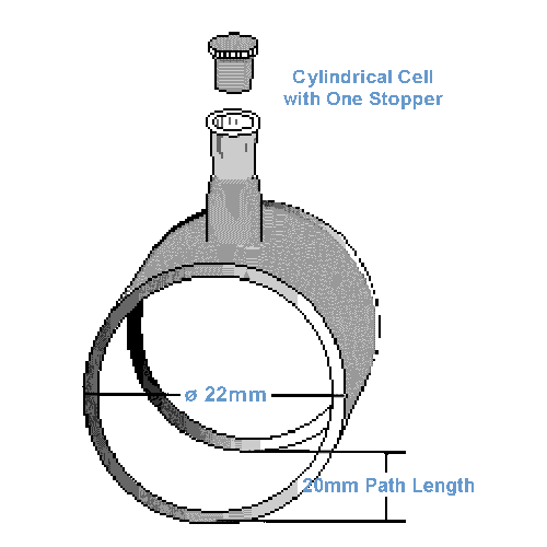 20mm Pathlength (One Stopper) Cylindrical Cuvette - 5.7ml with one stopper