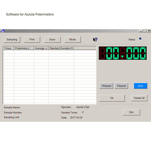 Software for Azzota Automatic Polarimeter - labshops.com
